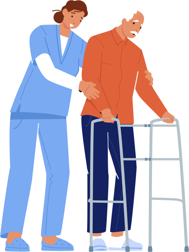 graphic of primary care doctor providing help to senior patient