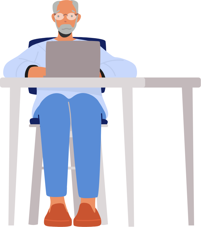 graphic of senior man in a telemedicine appointment
