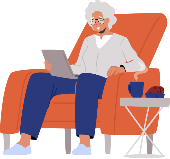 graphic of senior woman in a telemedicine appointment