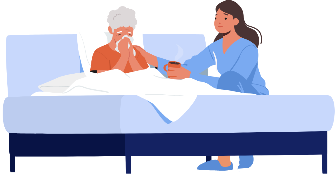 graphic of doctor providing continuous hospice care