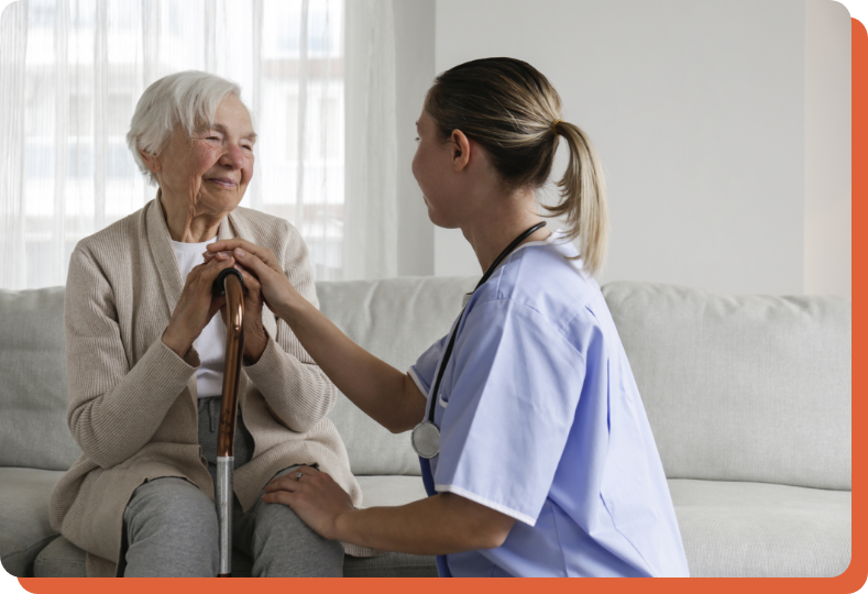 doctor supporting senior patient in hospice general care