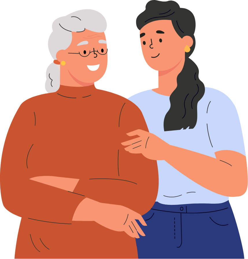 graphic of senior mother and grown daughter