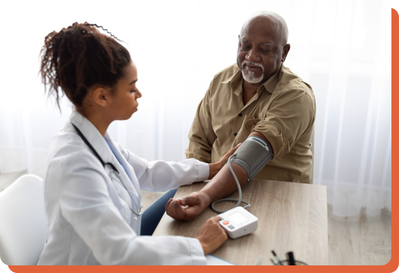 patient receiving hypertension treatment at home