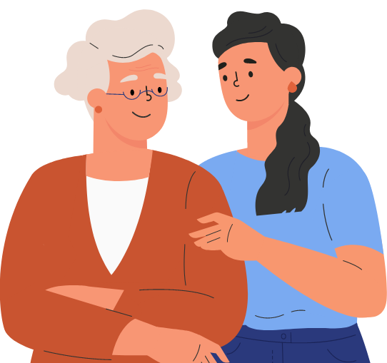 graphic of senior mother and grown daughter